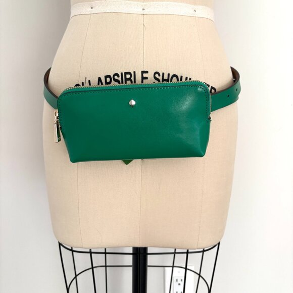 kate spade Handbags - Kate Spade Belt Bag Green Leather Top Zip Women's Size L/XL NWT $98